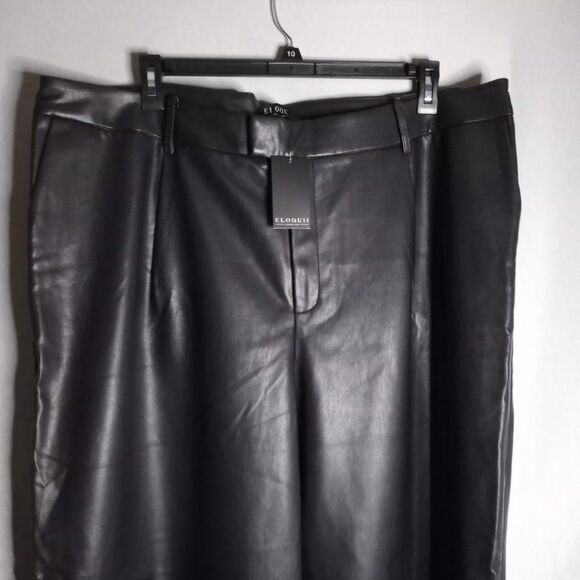 ELOQUII Women's Black Faux Leather Straight Leg with Split Hem Pants Size 22 NWT - Picture 4 of 11